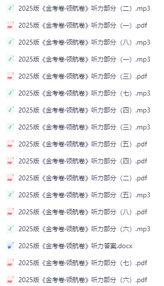 2025版《高考领航卷》新高考英语-听力音频-学科资源网
